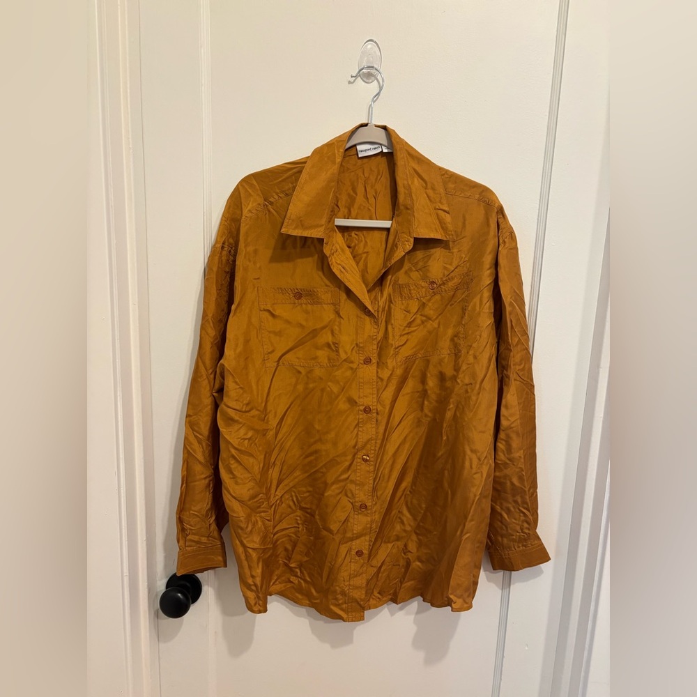 Newport News 100% Silk Button Down Shirt Large